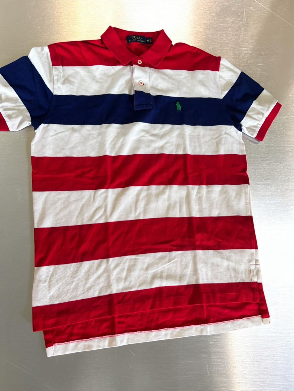 Polo Ralph Lauren Striped Polo Shirt Men's Medium Red White Blue
